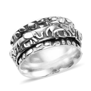 925 Sterling Silver Elephant Spinner Ring sz 8